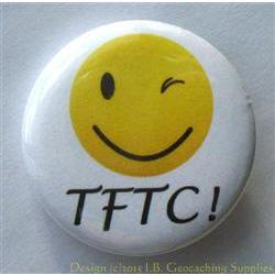 TFTC Winking Smiley Geocaching Button