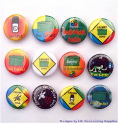Cacher Crossing and More Geocaching Button Set