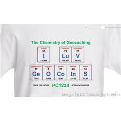 I LuV GeOCoInS - The Chemistry of Geocaching Trackable T-shirt