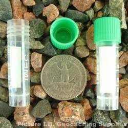 Plastic 2ml Nano Geocache Container with Green Cap and O-Ring