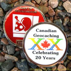 20 Years of Canadian Geocaching - Nickel Geocoin