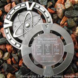 CaCHe - The Chemistry of Geocaching - Antique Silver Geomedal Geocoin
