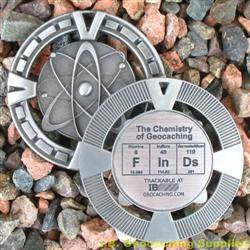 FInDs - The Chemistry of Geocaching - Antique Silver Geomedal Geocoin