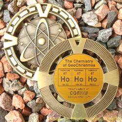Ho Ho Ho - The Chemistry of GeoChristmas - Antique Gold Geomedal Geocoin
