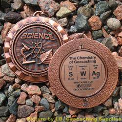 SWAg - The Chemistry of Geocaching - Antique Bronze Spinning Geomedal Geocoin