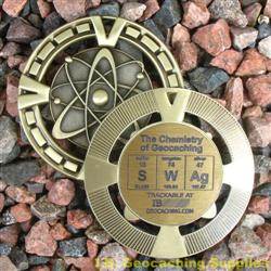 SWAg - The Chemistry of Geocaching - Antique Gold Geomedal Geocoin