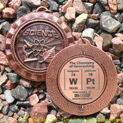 WPt - The Chemistry of Geocaching - Antique Bronze Spinning Geomedal Geocoin