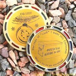 Christmas Cache Geomedal Geocoin with Translucent Colours