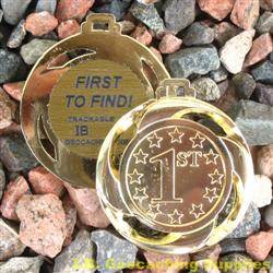 FTF (First to Find) Small Geomedal Geocoin with Cutouts