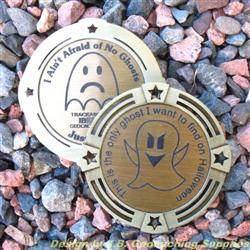 I Ain't Afraid of No Ghosts - Large Antique Gold Geomedal Geocoin with Star Cutouts