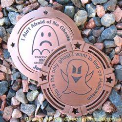 I Ain't Afraid of No Ghosts - Large Antique Bronze Geomedal Geocoin with Star Cutouts