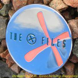 The G-Files - Chrome Geocoin with Red Glow