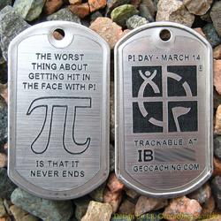 Pi Day Trackable Trackable Dog Tag