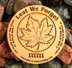 Lest We Forget - 1-Sided Trackable Wooden Nickel