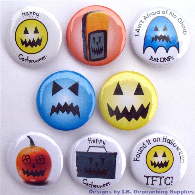 #Geocaching Button Set 51 (8 Pins, 8 Designs, Halloween Set)