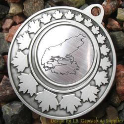Cape Breton Island - Antique Silver Geomedal Geocoin with Maple Leaves