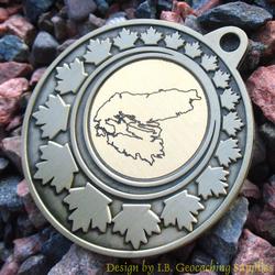 Cape Breton Island - Antique Gold Geomedal Geocoin with Maple Leaves