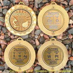 Antique Gold Chemistry of Geocaching Geomedal Geocoin Spinners - 4 Design Set