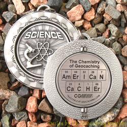 AmErICaN CaCHEr - The Chemistry of Geocaching - Antique Silver Geomedal Spinner
