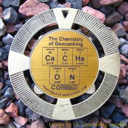 CaCHe ON - The Chemistry of Geocaching - Antique Gold Geomedal Geocoin