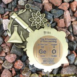 GeO - The Chemistry of Geocaching - Antique Gold small Geomedal Geocoin