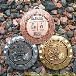 GeO - The Chemistry of Geocaching - Antique Trio Spinning Geomedal Geocoins