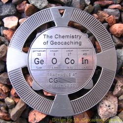 GeOCoIn - The Chemistry of Geocaching - Antique Silver Geomedal Geocoin