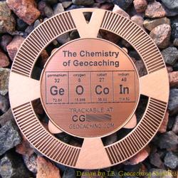 GeOCoIn - The Chemistry of Geocaching - Antique Bronze Geomedal Geocoin
