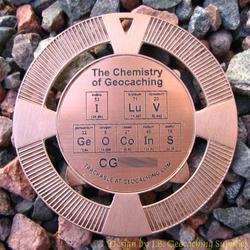 I LuV GeOCoInS - The Chemistry of Geocaching - Antique Bronze Geomedal Geocoin