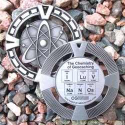 I LuV NaNoS - The Chemistry of Geocaching - Antique Silver Geomedal Geocoin
