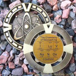 I LuV NaNoS - The Chemistry of Geocaching - Antique Gold Geomedal Geocoin