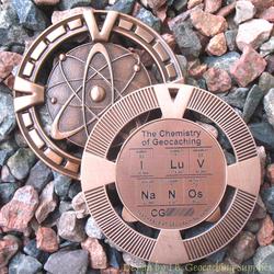 I LuV NaNoS - The Chemistry of Geocaching - Antique Bronze Geomedal Geocoin