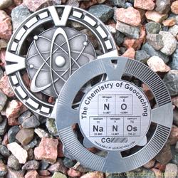 NO NaNoS - The Chemistry of Geocaching - Antique Silver Geomedal Geocoin