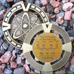 OH NO NaNoS - The Chemistry of Geocaching - Antique Gold Geomedal Geocoin
