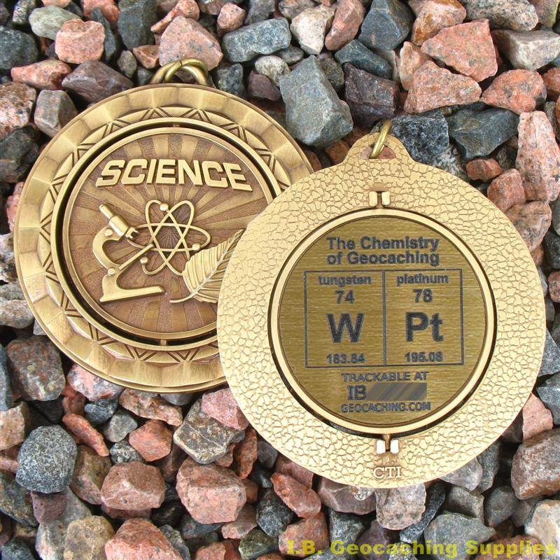 2.25/" GeO The Chemistry of Geocaching SPINNING Geomedal Geocoin