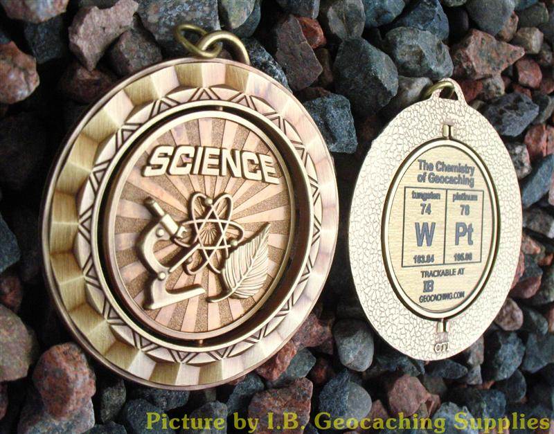 2.25/" GeO The Chemistry of Geocaching SPINNING Geomedal Geocoin