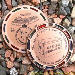Christmas Cache Geomedal Geocoin with Translucent Colours