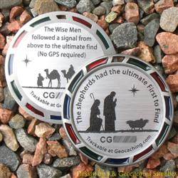 The Christmas Shepherds and Magi Geomedal Geocoin with Translucent Colours