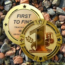 FTF (First to Find) Large Geomedal Geocoin with Star Cutouts