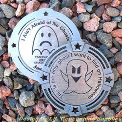 I Ain't Afraid of No Ghosts - Large Antique Silver Geomedal Geocoin with Star Cutouts