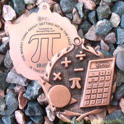 Pi Day - Pi in the Face Antique Bronze Geomedal Geocoin