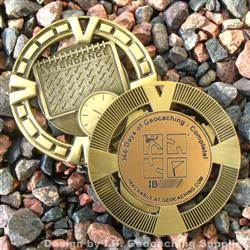 366 Days of Geocaching - Antique Gold Geomedal Geocoin