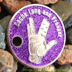 Cache Long and Prosper PathTag - Purple Glitter Version