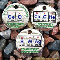 Different Designs Set of 12 Trackable Chemistry of Geocaching Buttons