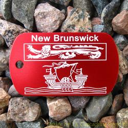 Canadian Provinces - New Brunswick Flag Trackable Dog Tag (Red)