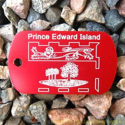 Canadian Provinces - PEI Flag Trackable Dog Tag (Red)