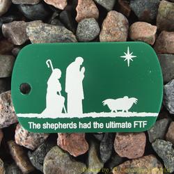 Christmas Shepherds Trackable Dog Tag (Green)