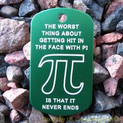 Pi Day Trackable Trackable Dog Tag