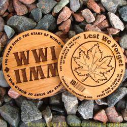 Lest We Forget - 2-Sided Trackable Wooden Nickel